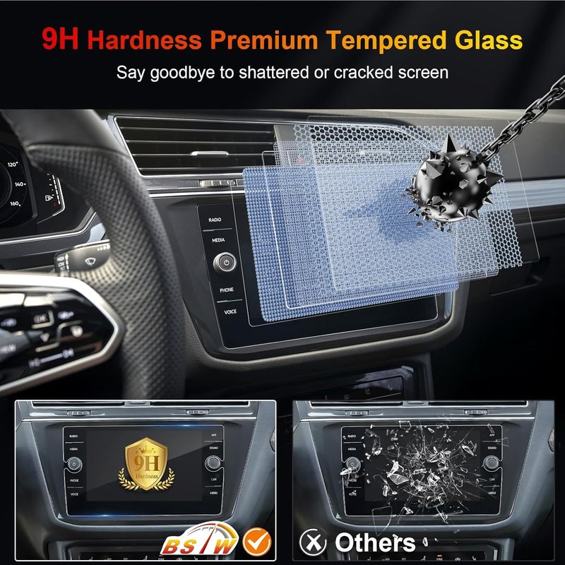 BSTW for 2024 Volkswagen Tiguan Screen Protector for 2018-2023 2024 VW Tiguan/Atlas/Taos 8" Touchscreen for 2024 VW Tiguan Accessories Anti-Scratch Tempered Glass Protective Film - Image 3